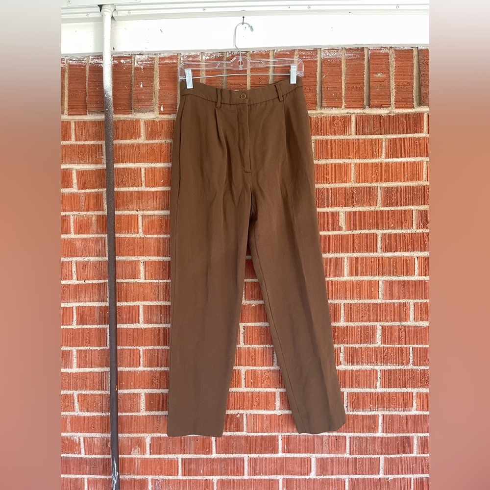 Vintage Made In Italy Max Mara Lined Wool Brown Trousers